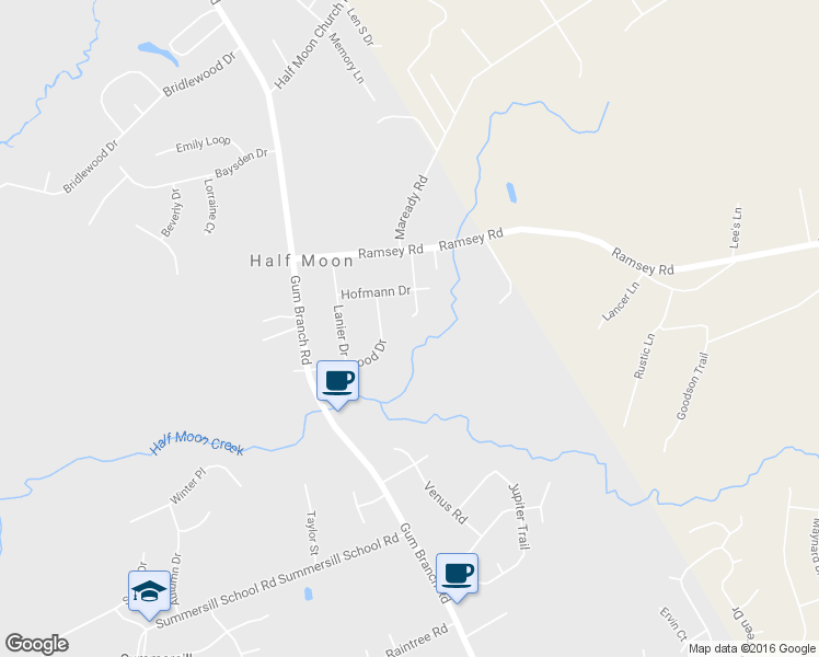 map of restaurants, bars, coffee shops, grocery stores, and more near 206 Woodland Drive in Jacksonville