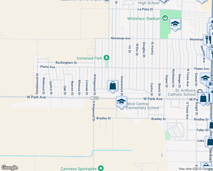 map of restaurants, bars, coffee shops, grocery stores, and more near 101-199 Ironwood St in Hereford