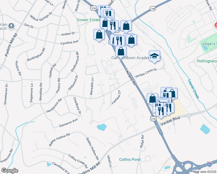 map of restaurants, bars, coffee shops, grocery stores, and more near 810 Giverny Court in Greenville