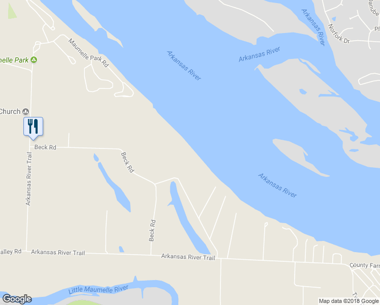 map of restaurants, bars, coffee shops, grocery stores, and more near 7517 Beck Road in Little Rock