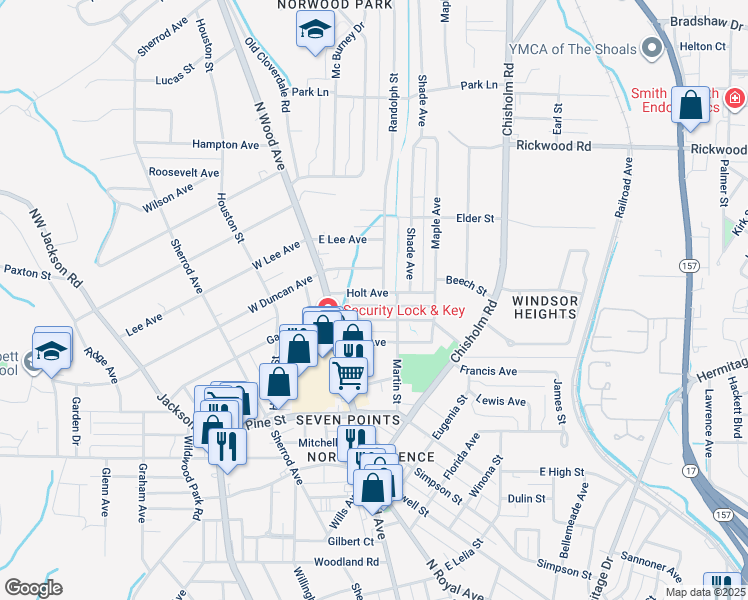map of restaurants, bars, coffee shops, grocery stores, and more near 112 Holt Avenue in Florence