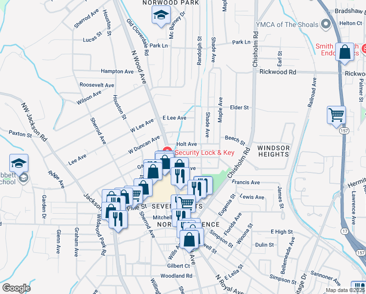 map of restaurants, bars, coffee shops, grocery stores, and more near 112 Holt Avenue in Florence