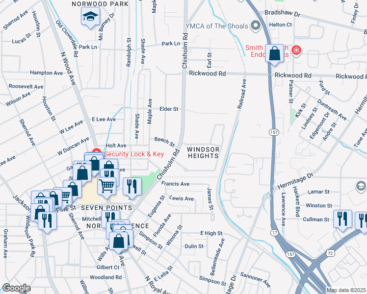 map of restaurants, bars, coffee shops, grocery stores, and more near 502 Imperial Drive in Florence