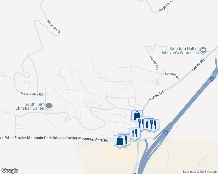 map of restaurants, bars, coffee shops, grocery stores, and more near 431 Castac View Road in Lebec