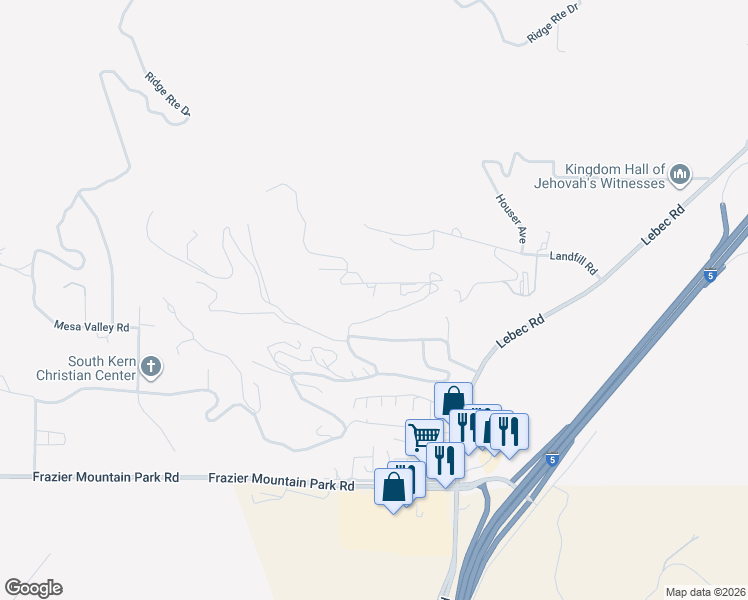 map of restaurants, bars, coffee shops, grocery stores, and more near 431 Castac View Road in Lebec