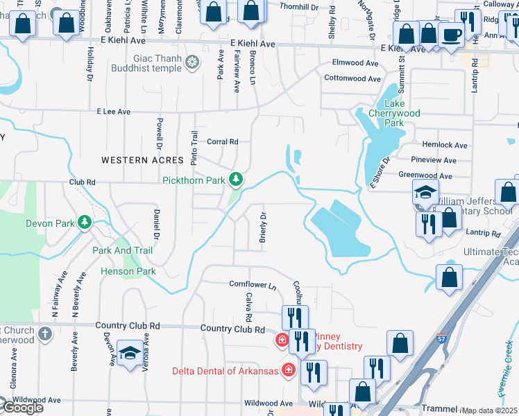 map of restaurants, bars, coffee shops, grocery stores, and more near 1418 Stafford Road in Sherwood