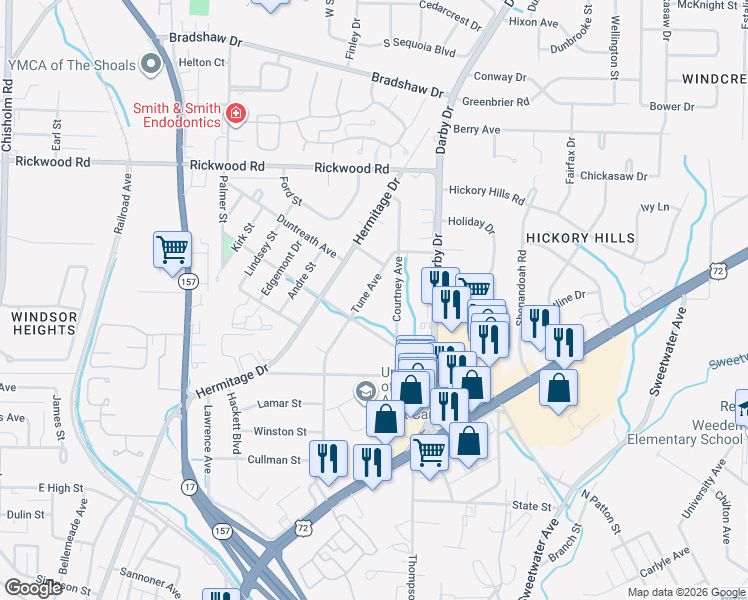 map of restaurants, bars, coffee shops, grocery stores, and more near 1811-1899 Courtney Avenue in Florence