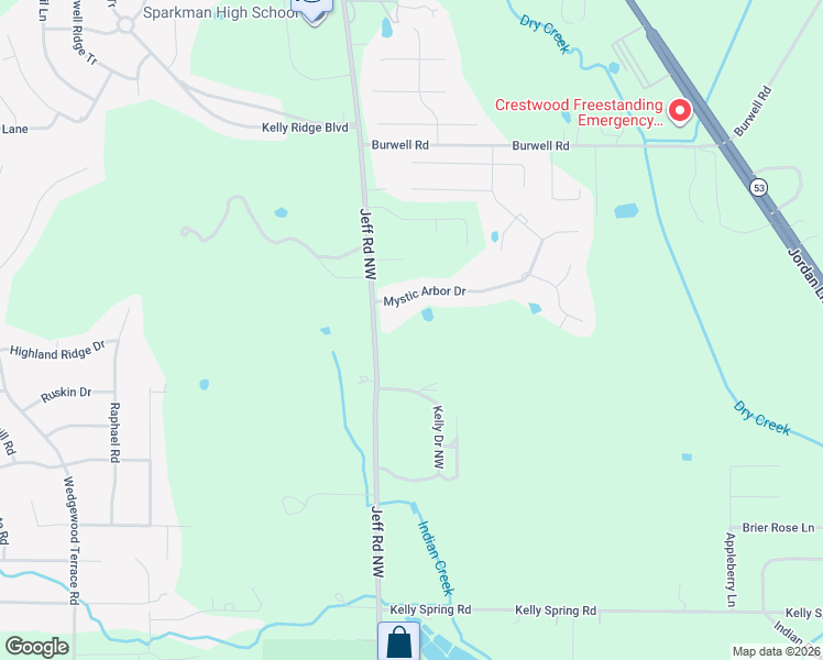 map of restaurants, bars, coffee shops, grocery stores, and more near 106 Mystic Arbor Drive in Harvest