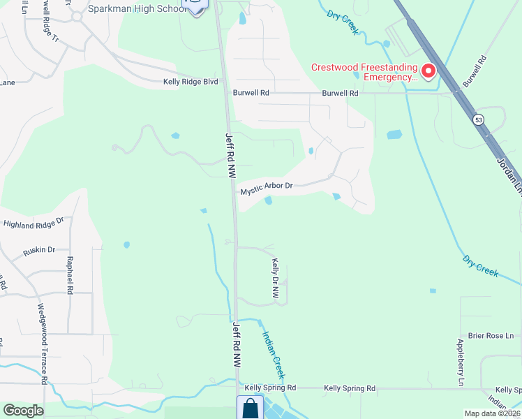 map of restaurants, bars, coffee shops, grocery stores, and more near 106 Mystic Arbor Drive in Harvest