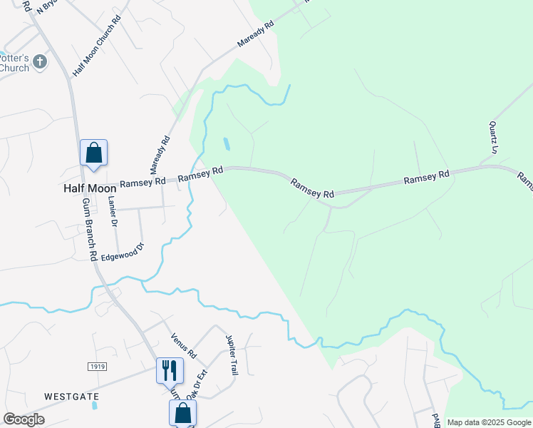 map of restaurants, bars, coffee shops, grocery stores, and more near 1327 Ramsey Road in Jacksonville