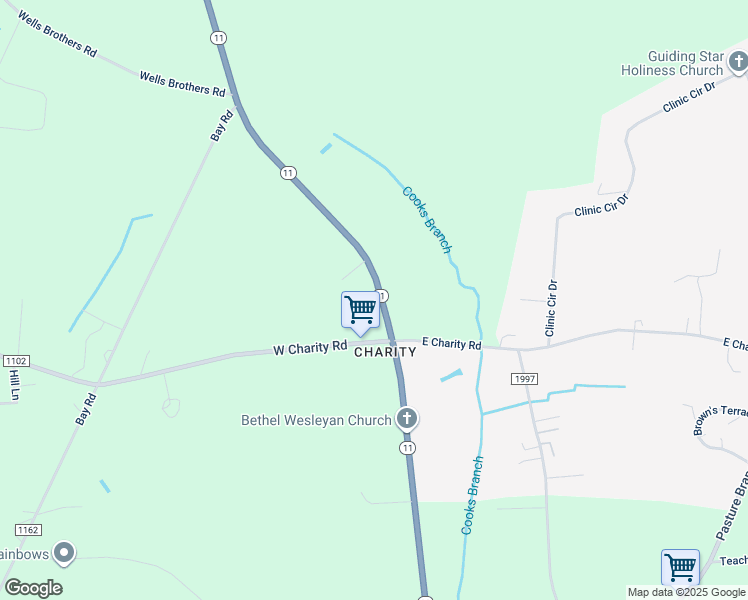 map of restaurants, bars, coffee shops, grocery stores, and more near 2546 North Carolina 11 in Rose Hill