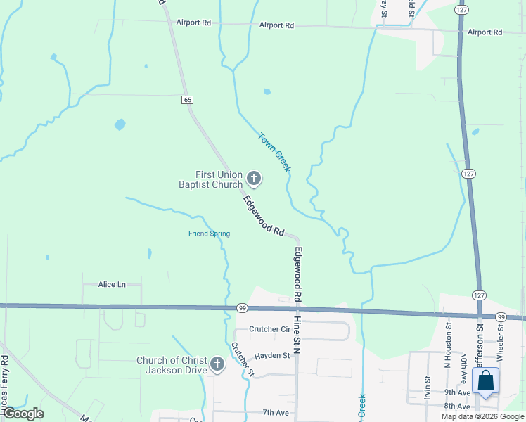 map of restaurants, bars, coffee shops, grocery stores, and more near 18256 Edgewood Road in Athens