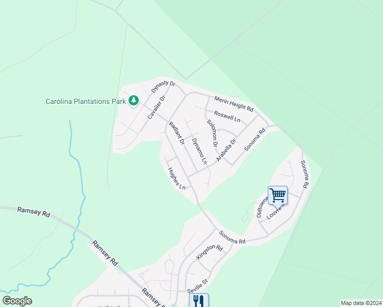 map of restaurants, bars, coffee shops, grocery stores, and more near 712 Radiant Drive in Jacksonville