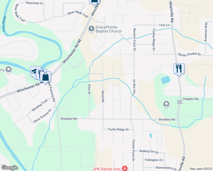 map of restaurants, bars, coffee shops, grocery stores, and more near 219 Reed Road in New Market
