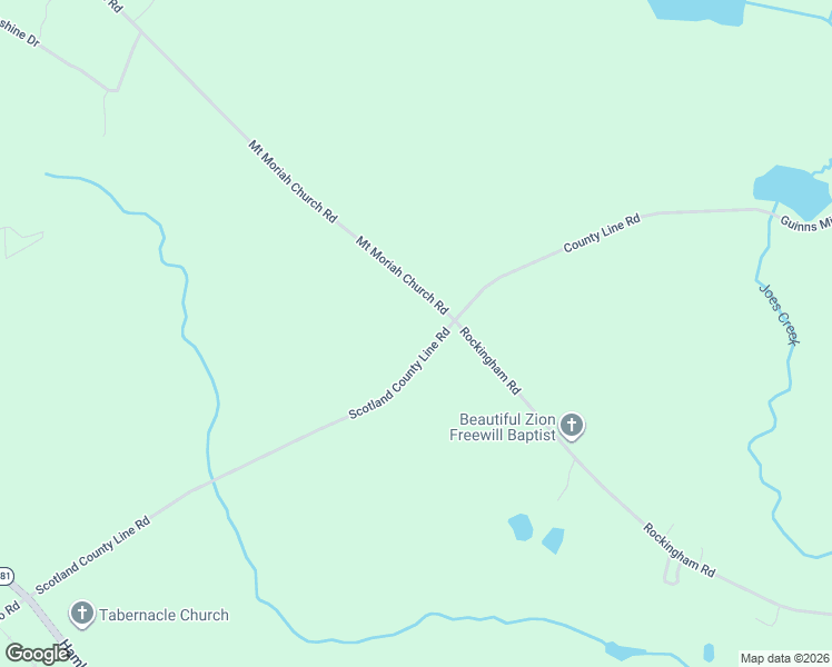 map of restaurants, bars, coffee shops, grocery stores, and more near 596 Mount Moriah Ch Road in Hamlet