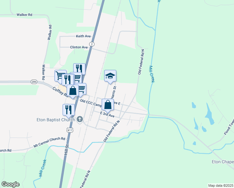 map of restaurants, bars, coffee shops, grocery stores, and more near 214 Harris Street in Chatsworth