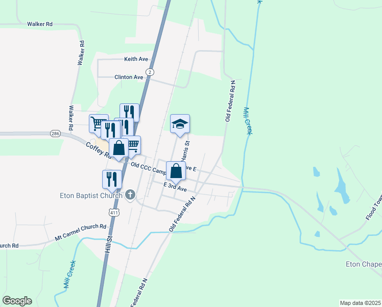 map of restaurants, bars, coffee shops, grocery stores, and more near 214 Harris Street in Chatsworth