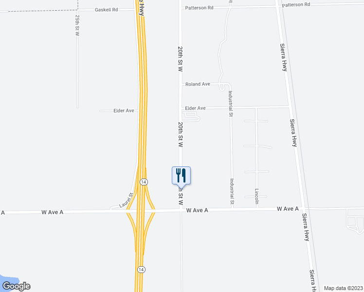 map of restaurants, bars, coffee shops, grocery stores, and more near 324 20th Street West in Rosamond