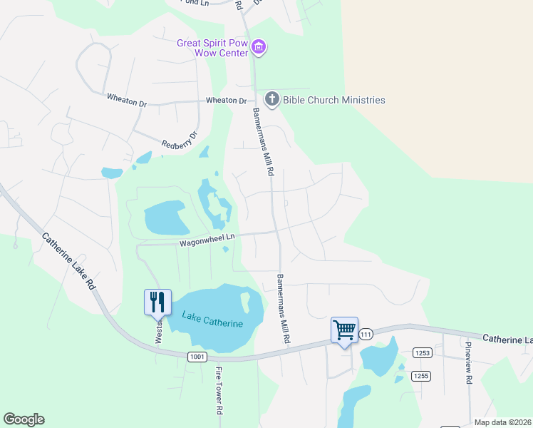 map of restaurants, bars, coffee shops, grocery stores, and more near 201 Bannermans Mill Road in Richlands