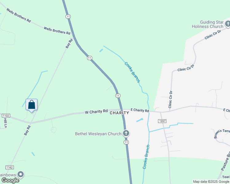map of restaurants, bars, coffee shops, grocery stores, and more near 2540 North Carolina 11 in Rose Hill