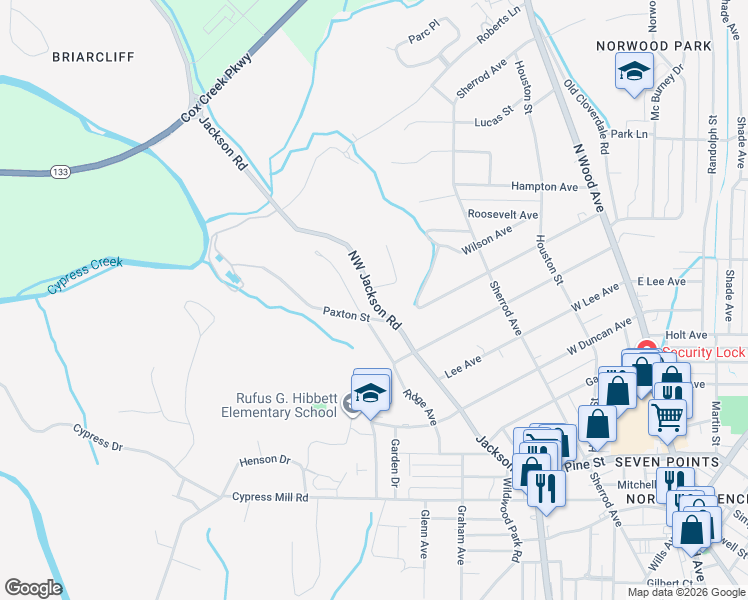 map of restaurants, bars, coffee shops, grocery stores, and more near Northwest Jackson Road in Florence