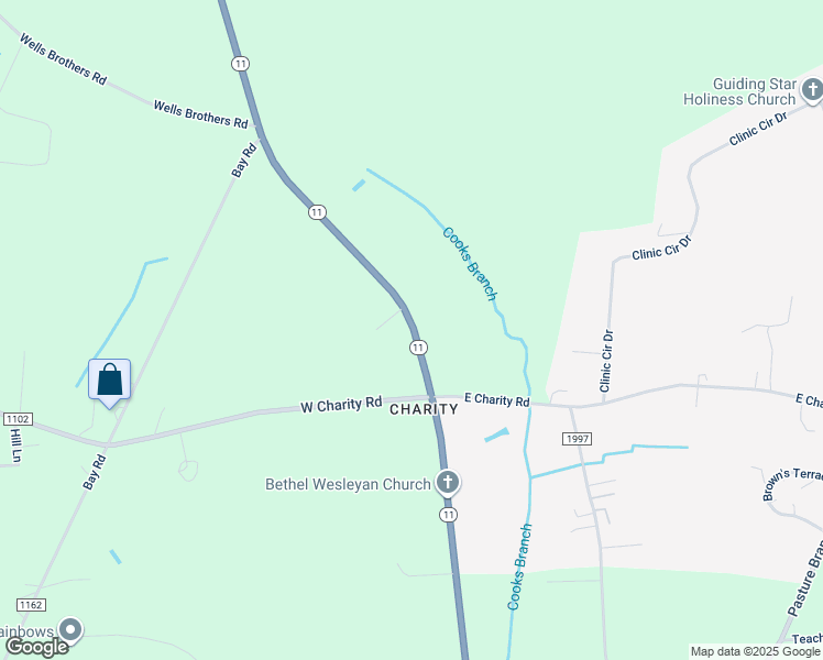 map of restaurants, bars, coffee shops, grocery stores, and more near 2540 North Carolina 11 in Rose Hill