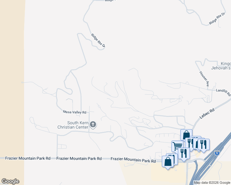 map of restaurants, bars, coffee shops, grocery stores, and more near 700-800 222 Chimney Canyon Road in Lebec