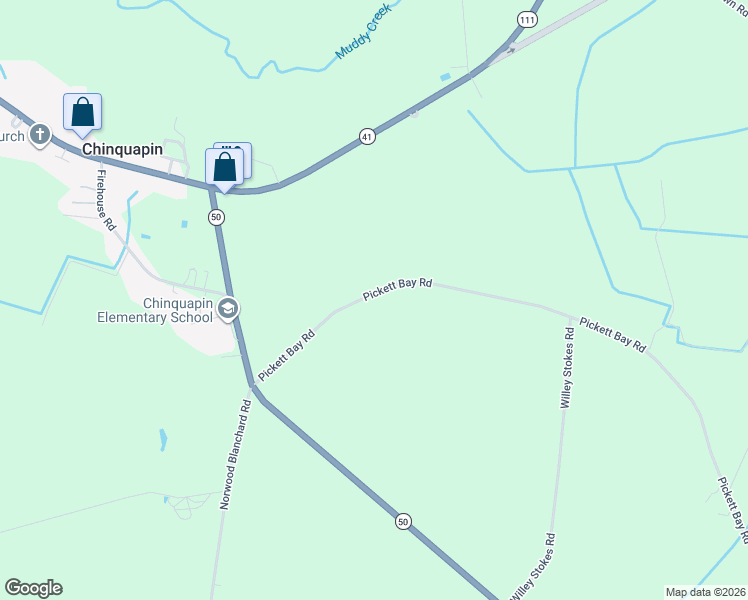 map of restaurants, bars, coffee shops, grocery stores, and more near 194 Pickett Bay Road in Chinquapin