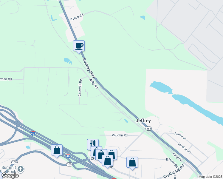 map of restaurants, bars, coffee shops, grocery stores, and more near 9010 Arkansas 365 in North Little Rock