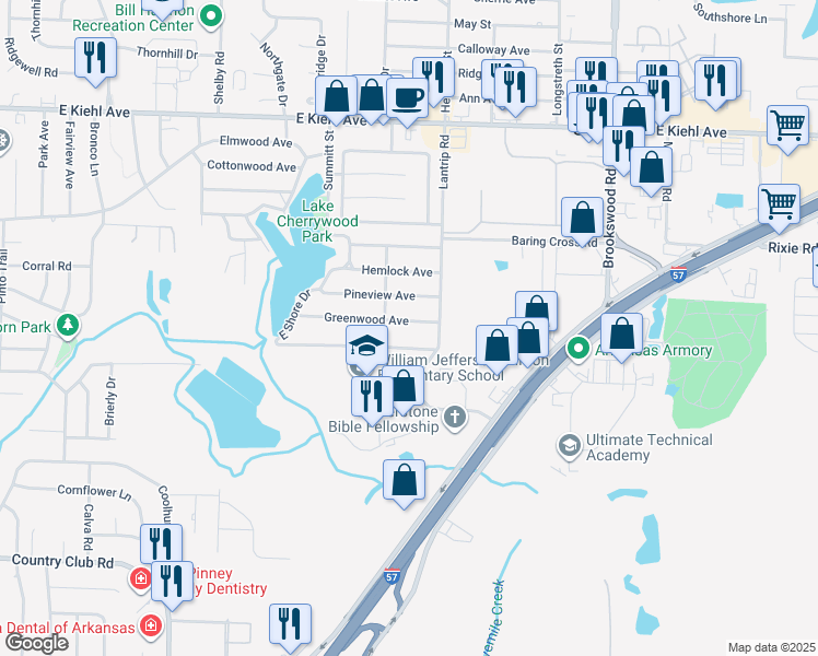map of restaurants, bars, coffee shops, grocery stores, and more near 206 Greenwood Avenue in Sherwood