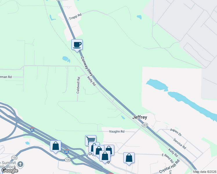 map of restaurants, bars, coffee shops, grocery stores, and more near 9010 Arkansas 365 in North Little Rock