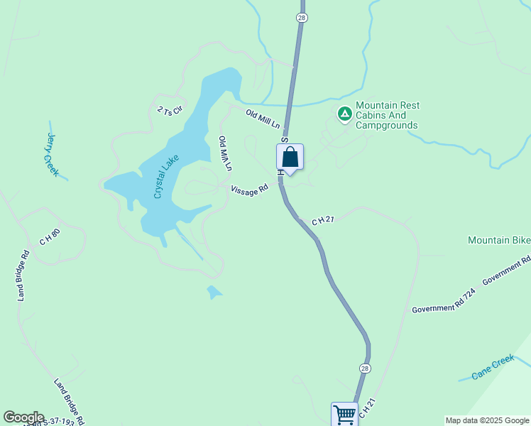 map of restaurants, bars, coffee shops, grocery stores, and more near 423 Galax Way in Mountain Rest