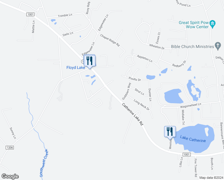 map of restaurants, bars, coffee shops, grocery stores, and more near 2288 Catherine Lake Road in Richlands