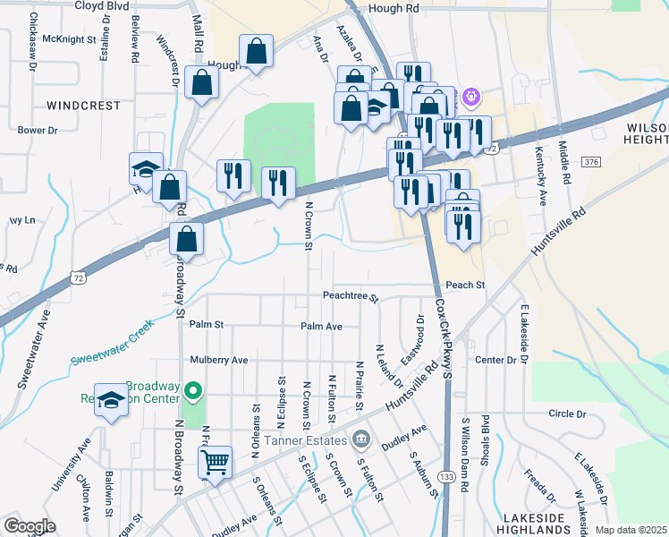 map of restaurants, bars, coffee shops, grocery stores, and more near 508 North Fulton Street in Florence