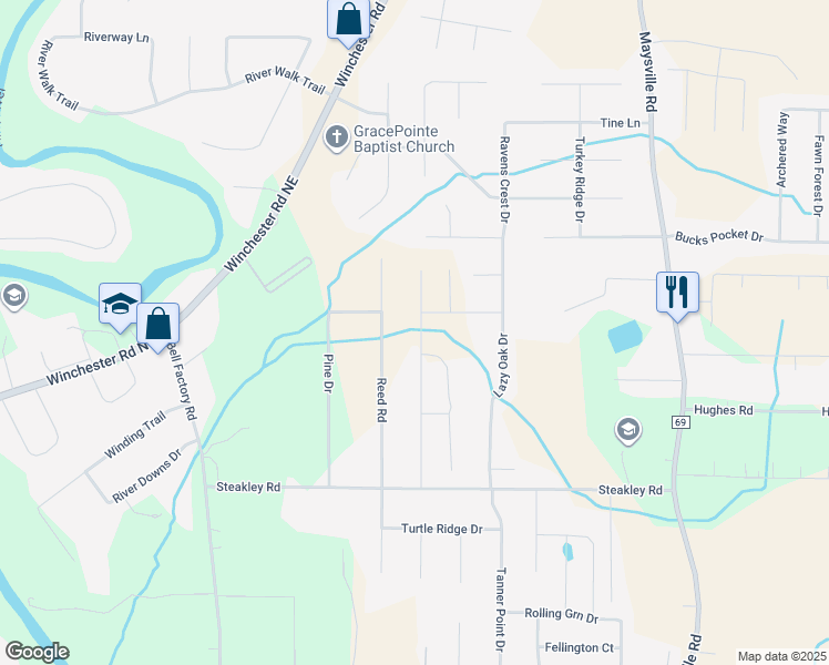 map of restaurants, bars, coffee shops, grocery stores, and more near 219 Reed Road in New Market