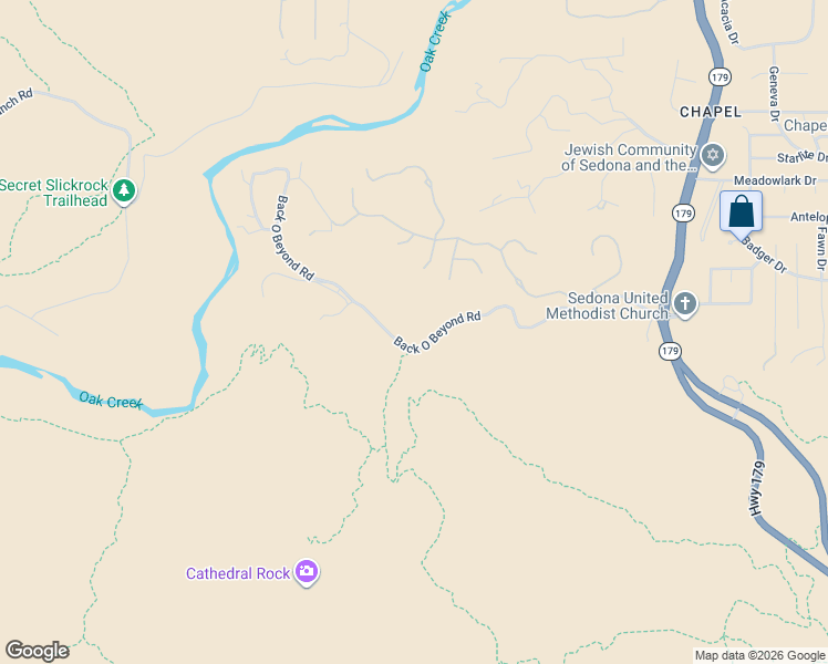 map of restaurants, bars, coffee shops, grocery stores, and more near 608-698 Back O Beyond Road in Sedona