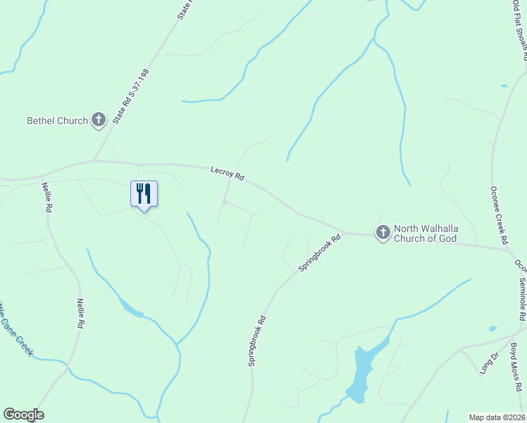 map of restaurants, bars, coffee shops, grocery stores, and more near 2008 Aberdeen Lane in Walhalla