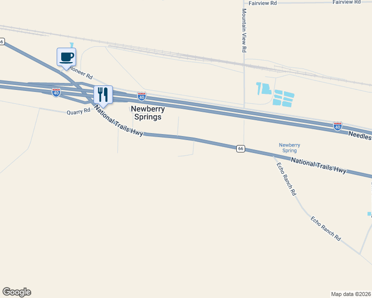 map of restaurants, bars, coffee shops, grocery stores, and more near 44544 National Trails Highway in Newberry Springs