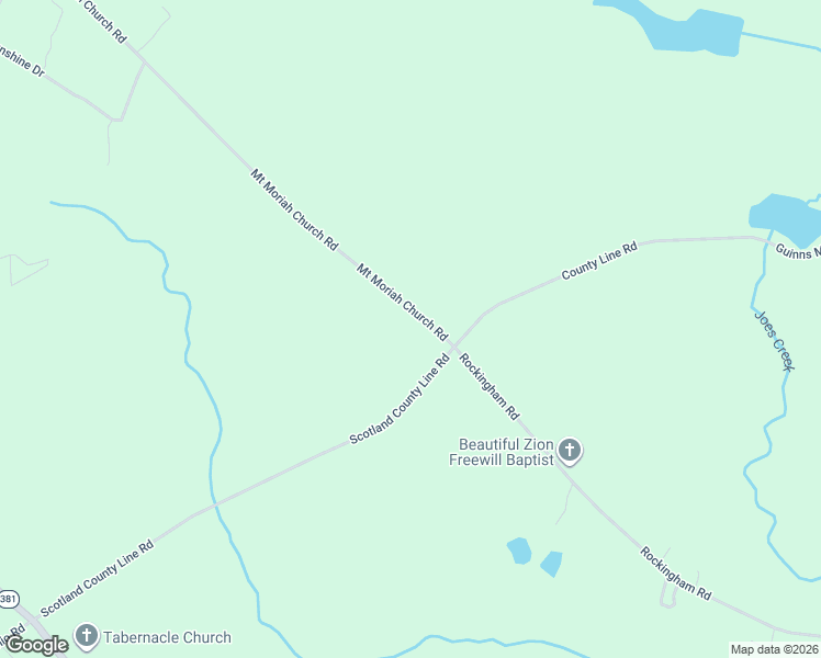 map of restaurants, bars, coffee shops, grocery stores, and more near 596 Mount Moriah Church Road in Hamlet