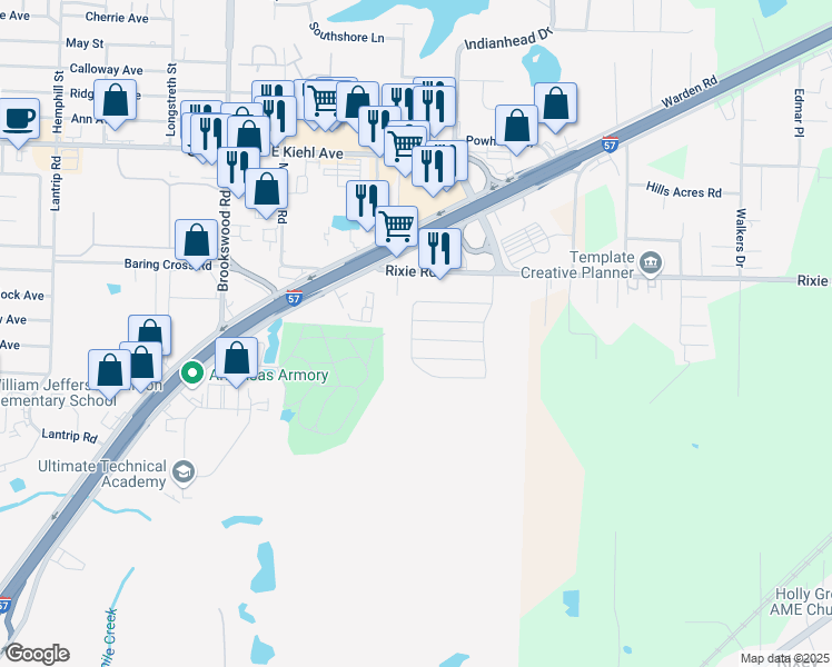 map of restaurants, bars, coffee shops, grocery stores, and more near 4600 Rixie Road in Sherwood