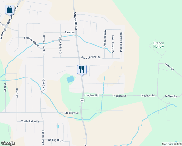 map of restaurants, bars, coffee shops, grocery stores, and more near 153 Bill Miller Drive in New Market