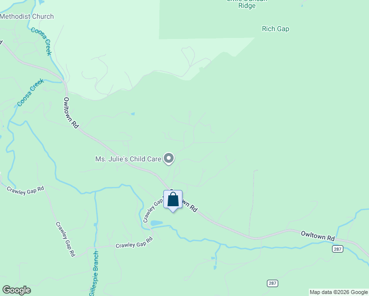 map of restaurants, bars, coffee shops, grocery stores, and more near 38 Ghena Way in Blairsville