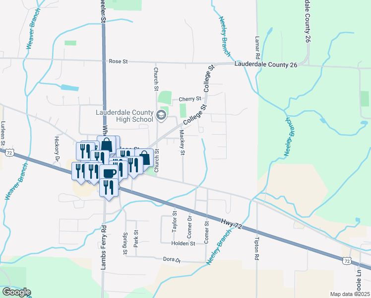 map of restaurants, bars, coffee shops, grocery stores, and more near 308 Mackey Street in Rogersville