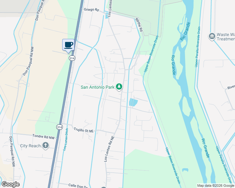 map of restaurants, bars, coffee shops, grocery stores, and more near 1819 Los Lentes Road Northeast in Los Lunas