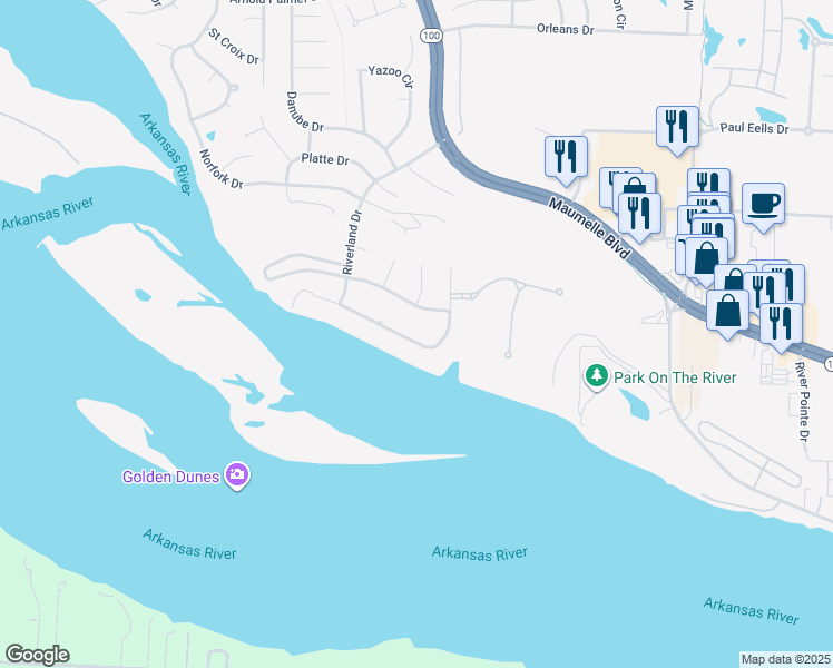 map of restaurants, bars, coffee shops, grocery stores, and more near 21 Crystal Mountain Lane in Maumelle