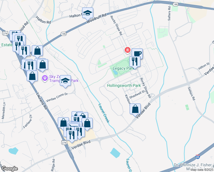 map of restaurants, bars, coffee shops, grocery stores, and more near 3 Bolton Drive in Greenville