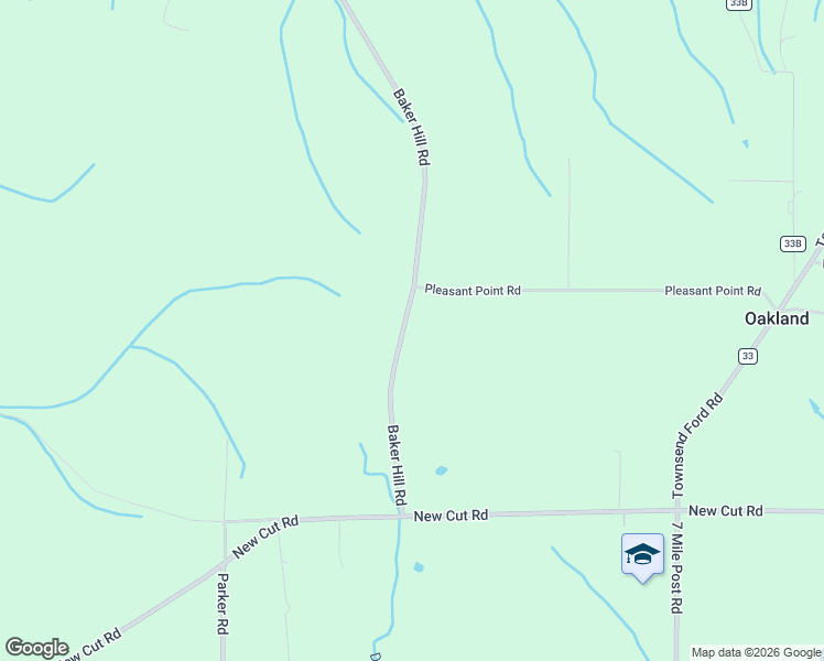 map of restaurants, bars, coffee shops, grocery stores, and more near 18420 Baker Hill Road in Athens