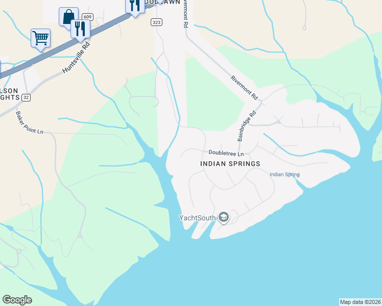 map of restaurants, bars, coffee shops, grocery stores, and more near 301 Doubletree Lane in Florence
