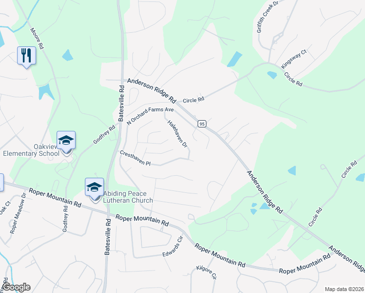 map of restaurants, bars, coffee shops, grocery stores, and more near 30 Halehaven Drive in Simpsonville