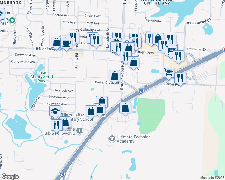 map of restaurants, bars, coffee shops, grocery stores, and more near 7600 Warden Road in Sherwood